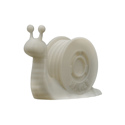 Figura de caracol bege com concha em forma de bobina e texto WINKLE