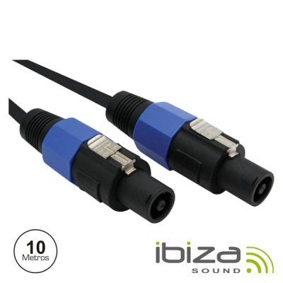 Cabo de áudio preto com conectores Speakon e logotipo ibiza SOUND