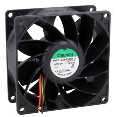 Ventoinha de computador preta SUNON PMD1209PMB1-A com cabo de três fios