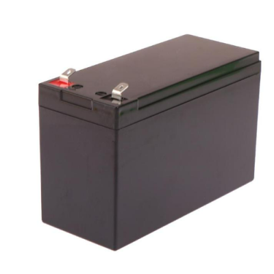 Bateria recarregável preta com terminais metálicos