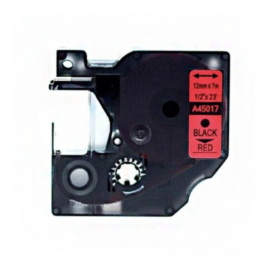 Etiqueta de fita preta e vermelha para impressora Brother em plástico preto