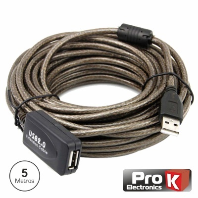 Cabo USB 2.0 extensão 5 metros com conectores USB
