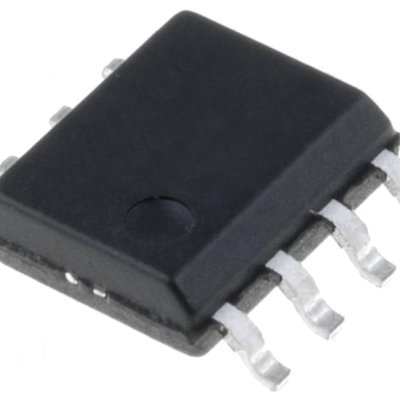 Circuito integrado preto com oito pinos metálicos