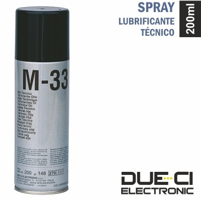 Spray lubrificante técnico M-33 em lata metálica prateada com tampa preta