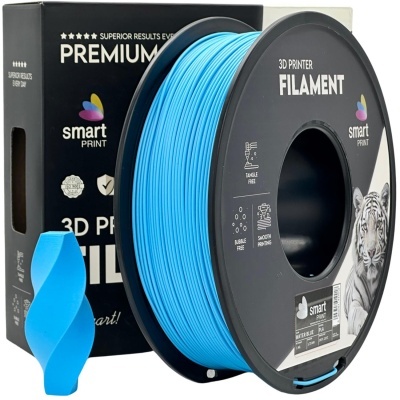 Carretel de filamento azul para impressora 3D com embalagem preta