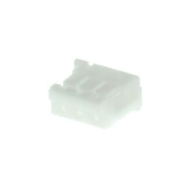 Conector plástico branco com três terminais