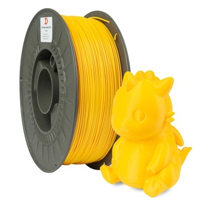 Rolo de filamento 3D amarelo com figura de dragão 3D amarela