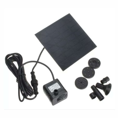 Painel solar quadrado, bomba de água com cabo e acessórios plásticos pretos