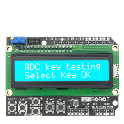 Placa eletrónica LCD Keypad Shield com visor azul e botões