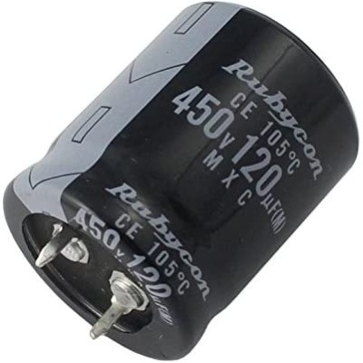 Condensador eletrolítico preto Rubycon 450V 120µF
