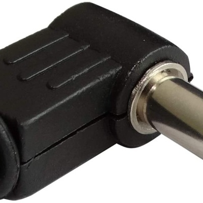Conector áudio jack 90 graus preto e prata