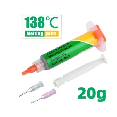 Seringa com pasta térmica para solda 20g e dois bicos aplicadores