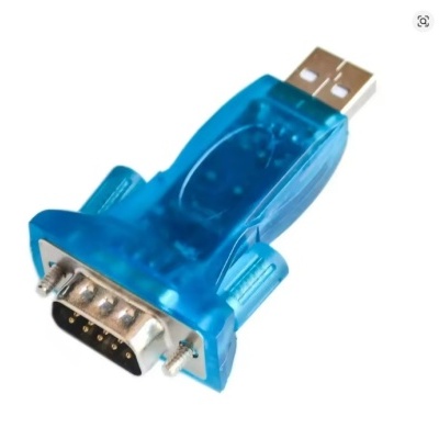 Adaptador USB para porta série DB9 azul transparente com pinos metálicos