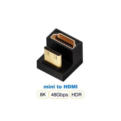 Mini para HDMI adaptador preto com contactos dourados