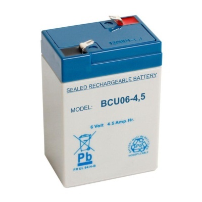 Bateria recarregável selada azul e branco modelo BCU06-4,5 6V 4.5Ah