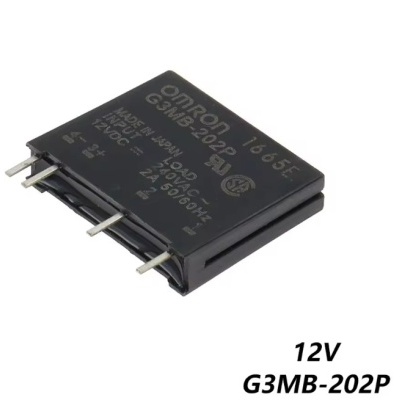 Relé elétrico Omron G3MB-202P preto com pinos metálicos prateados