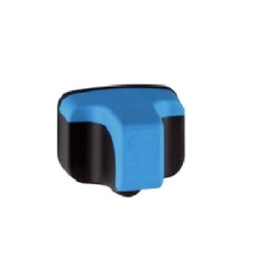 Peça ergonómica azul e preta em fundo branco