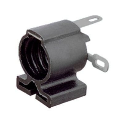 Soquete de lâmpada preto com abas metálicas para ligação