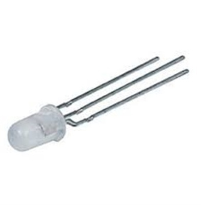 LED transparente com três pernas metálicas finas e curvas