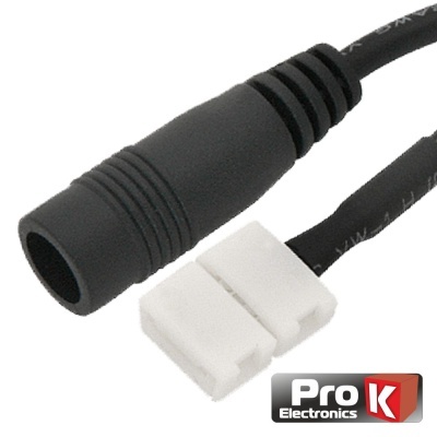 Cabo adaptador preto com conector cilíndrico e conector branco com duas lâminas