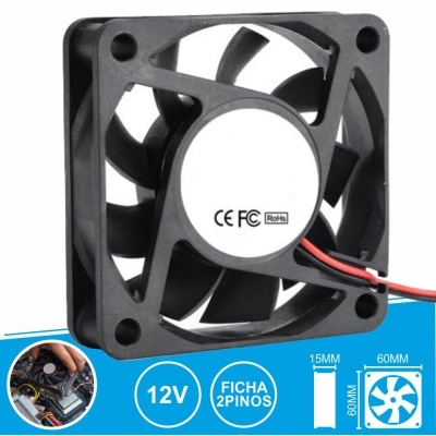 Ventoinha de computador preta com 7 pás e ficha 2 pinos