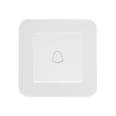Interruptor elétrico quadrado branco com ícone de campainha
