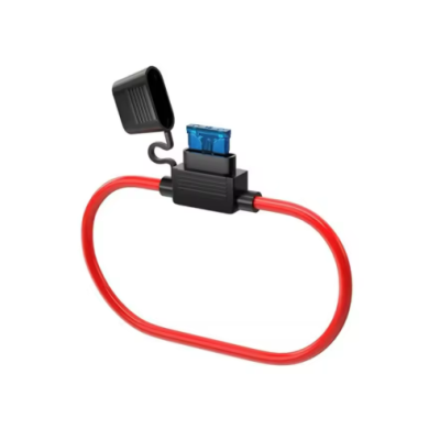 Proteção de fusível automóvel com fio vermelho e tampa preta