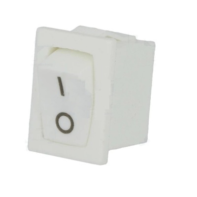 Interruptor elétrico retangular branco com símbolos I e O