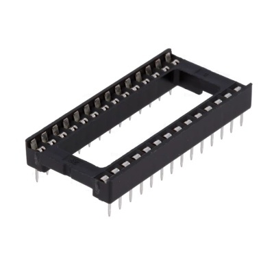 Soquete de circuito integrado preto com pinos metálicos