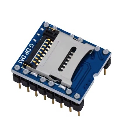 Módulo leitor de cartão SD azul com partes metálicas prateadas