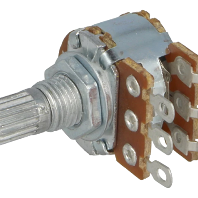 Potenciômetro rotativo metálico com terminais de ligação