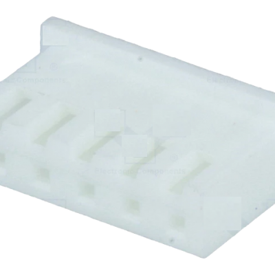 Conector elétrico branco de plástico com seis pinos