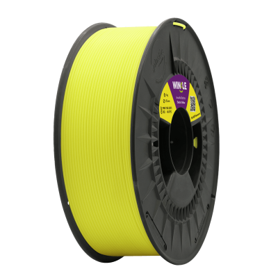 Bobina de filamento amarelo para impressão 3D com carretel preto