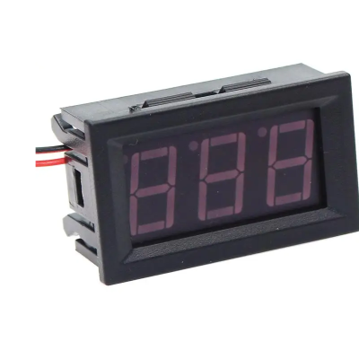 Voltímetro digital com visor LCD de três dígitos e moldura preta