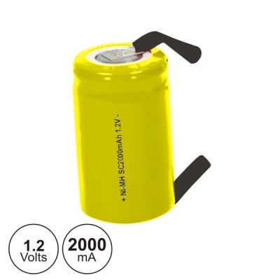 Bateria recarregável amarela Ni-MH 1,2V 2000mAh