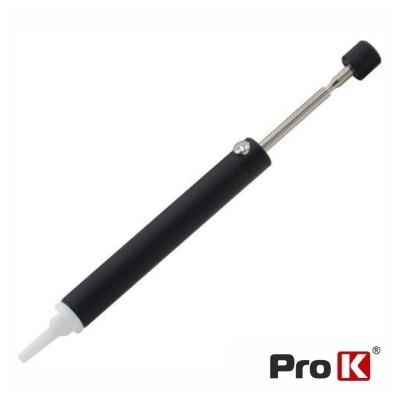 Instrumento portátil de sucção manual preto com haste metálica