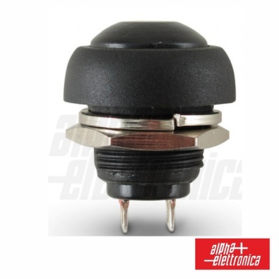 Botão interruptor preto com base cromada e duas pontas metálicas