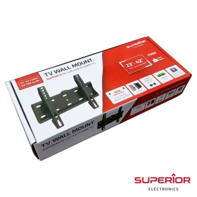 Caixa de suporte de parede para TV preta, 23-42 polegadas, marca Superior Electronics