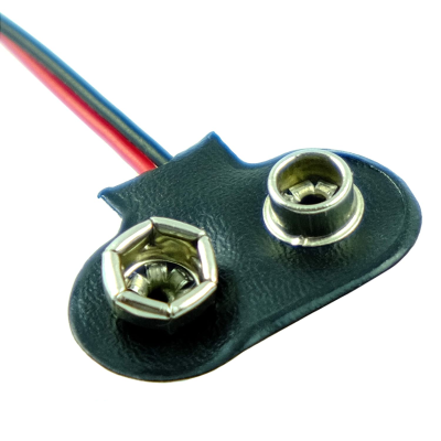Conector de bateria de 9V com fios vermelho e azul