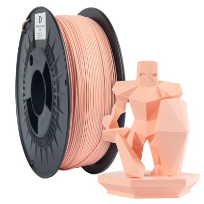 Rolo de filamento cor-de-rosa para impressão 3D com figura geométrica de guerreiro na mesma cor