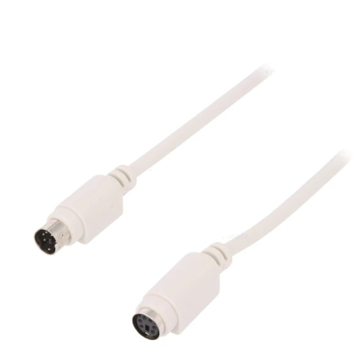 Cabo branco Mini-DIN 6 pinos com conetores macho e fêmea