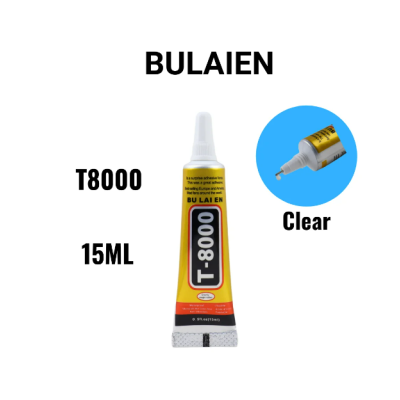 Cola BULAIE T-8000 15ML em tubo amarelo e prata com tampa branca