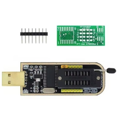Programador USB para chips com placa adaptadora e cabeçalho de pinos