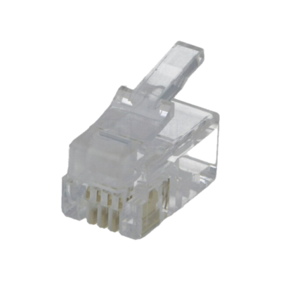 Conector RJ45 transparente com oito pinos