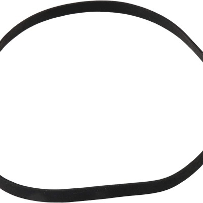 Correia de transmissão preta fina sobre fundo branco.