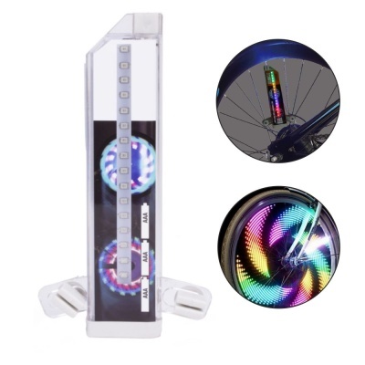 Luz LED para rodas de bicicleta com barra de LEDs branca e luzes coloridas nas rodas