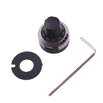 Botão de controlo preto com escala numérica, anel e chave allen