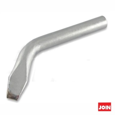 Ferramenta metálica prateada com extremidade inclinada