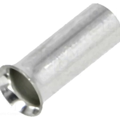 Tubo cilíndrico metálico prateado com extremidade alargada