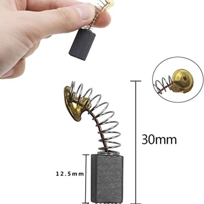 Escova de carvão para motor com mola metálica e ponta em latão